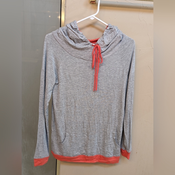 NEW Egs by éloges Gray & Coral Two Tone Color Block Hoodie Small - Picture 5 of 12